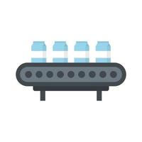 Milk package assembly line icon flat isolated vector