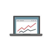 Accounting laptop graph icon flat isolated vector