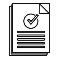Approved document icon outline vector. Certificate mark vector