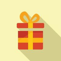 Ribbon gift box icon flat vector. Face prize vector