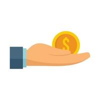Hand coin bribery icon flat isolated vector