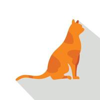 Sitting cat icon, flat style vector