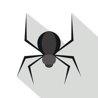 Black spider icon, flat style vector