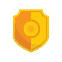 Sun block shield icon flat isolated vector