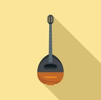 Ancient greek guitar icon flat vector. Music lute