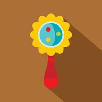 Colorful baby rattle icon, flat style vector