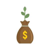 icono de bolsa de dinero de planta vector aislado plano