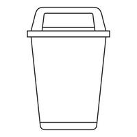 Flip lid bin icon, outline style vector