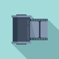 Film roll icon flat vector. Camera photo vector