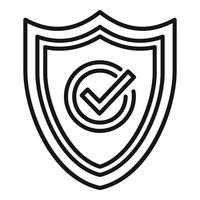 vector de contorno de icono de escudo de datos. protección cibernética