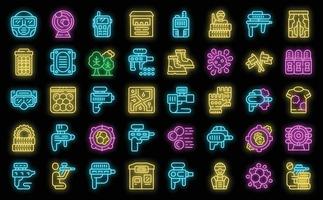 Paintball icons set vector neon