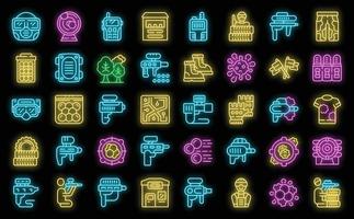 Paintball icons set vector neon