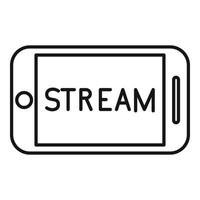 Smartphone stream icon outline vector. Live video vector