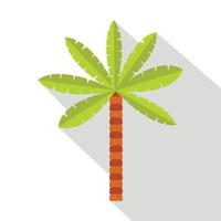 Green palm tree icon, flat style vector