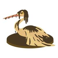 Dirty bird icon, cartoon style vector