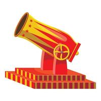 Circus cannon icon, cartoon style vector