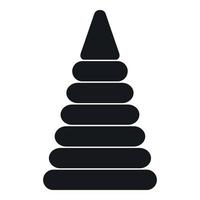 Pyramid built from plastic rings icon simple style vector