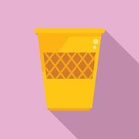 Trash basket icon flat vector. Waste garbage vector