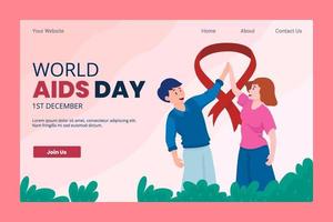 World AIDS Day Landing Page Template vector