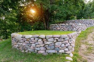 landscape design of stone steps on a multi-level plot photo