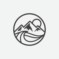 lake circular logo icon, lake life illustratation, lake linear icon design, mountain icon, water icon vector