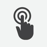 hacer clic en el icono plano del dedo, vector de puntero de mano, diseño de logotipo de cursor de puntero de mano