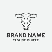cow head logo design vector, cow emblem, long horned head illustration, farming logo vector