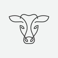 cow head logo design vector, cow emblem, long horned head illustration, farming logo vector