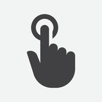 hacer clic en el icono plano del dedo, vector de puntero de mano, diseño de logotipo de cursor de puntero de mano