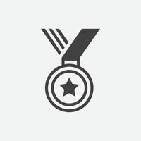 icono de medalla en estilo moderno y plano aislado en fondo gris. diseño de símbolo de medalla, logotipo, aplicación, ui. ilustración vectorial campeón. vector