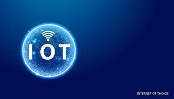 Abstract IoT Internet of Things Blue background image, circle, digital, network concept, connected to the Internet or M2M, Machine to Machine, Industrial IoT, Commercial IoT. vector