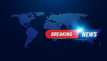 Abstract world map breaking news concept background urgent news coverage latest news on a blue background. vector