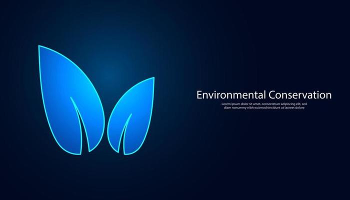 abstract background digital concept leaf symbol environmental protection save earth energy saving modern futuristic dark blue background for text
