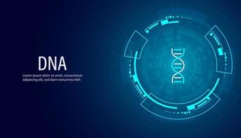 iconos planos abstractos de adn o ana y tecnología de círculos digitales edición de genes moderna ingeniería genética sobre un fondo azul vector