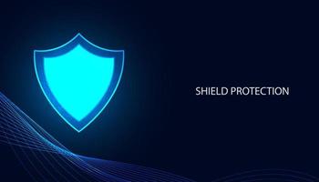 Abstract background digital concept cybersecurity shield anti virus malware spy protection cyber theft security On a blue-black background, fluttering waves, futuristic. vector