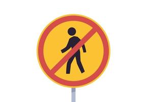 There is no walking sign and no entry prohibition area, prohibited symbol isolated on white background flat vector illustration.