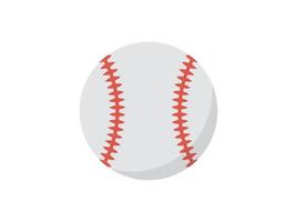 Baseball ball wrapped in white leather and stitched red strips, sport equipment, competetion and tournament flat vector illustration.