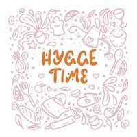 Hand drawn set of home hygge doodles. Coziness and comfortable lifestyle, cozy home in sketch style. vector