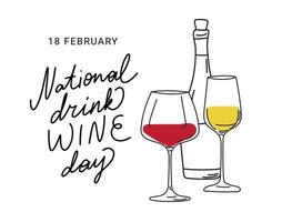 día nacional del vino bebida. 18 de febrero. concepto de vacaciones. vector