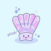 Illustration of shell in cartoon style. Cute funny character. vector