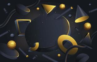 Abstract Black Gold 3D Geometric Concept vector