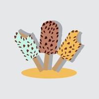 Two sticks of ice cream. pastel and colorful ice cream isolate on pink. vector illustration.