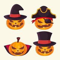 Set pumpkin face. The main symbol of the Happy Halloween holiday. Orange pumpkin with smile for your design for the holiday Halloween. Vector illustration.