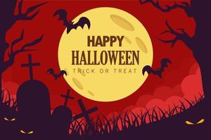 Halloween with moon and bat Wallpaper Background vector illustration