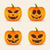 Set pumpkin face. The main symbol of the Happy Halloween holiday. Orange pumpkin with smile for your design for the holiday Halloween. Vector illustration.