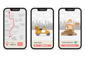 deliver concept smartphone application vector