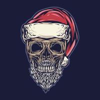 Santa Claus skull head wearing christmas hat vector
