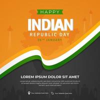 Indian Republic day January 26th celebration square poster design vector