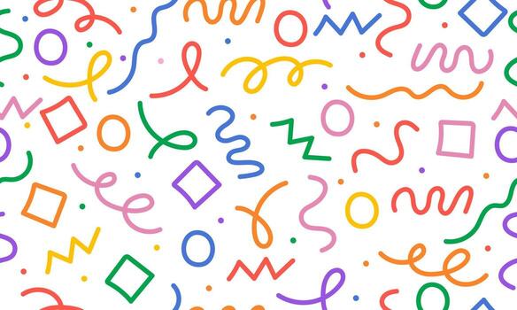 fondo de arte infantil con línea colorida estilo doodle patrón sin costuras y diseño de ilustración vectorial vector