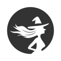 bruja, diseño de icono de logotipo de sombrero de bruja vector
